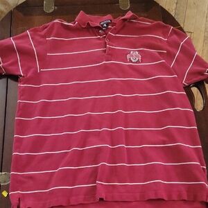 Antigua Red and White Polo Shirt Ohio State University Large